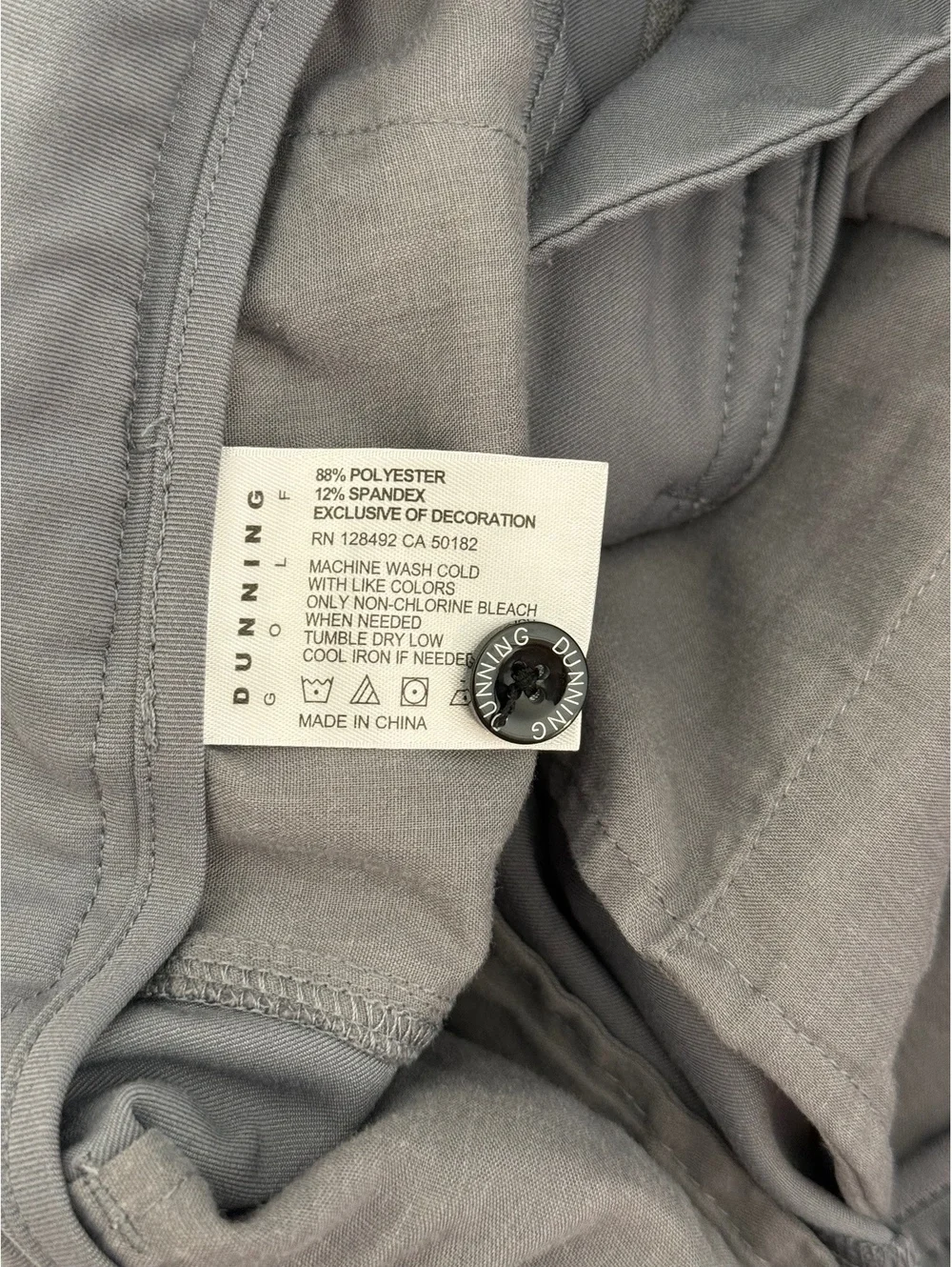 Dunning Men's Gray Performance Shorts Size 34